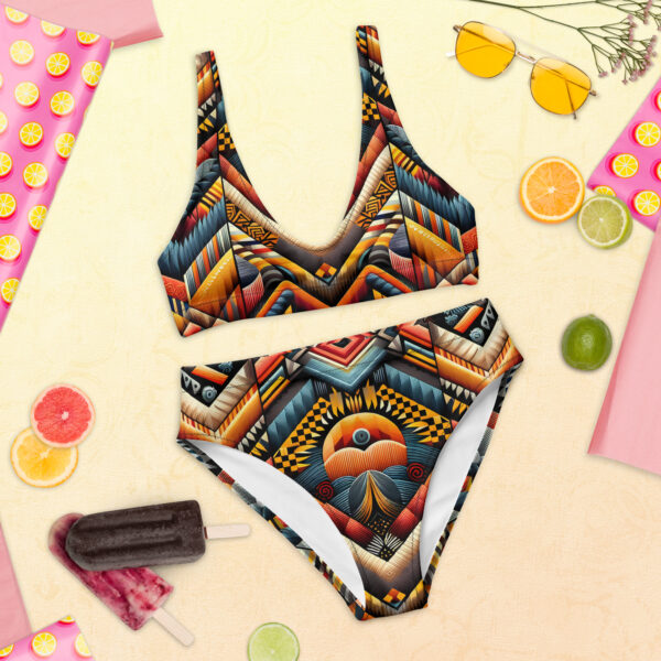 Afro print high-waisted bikini arafat.com