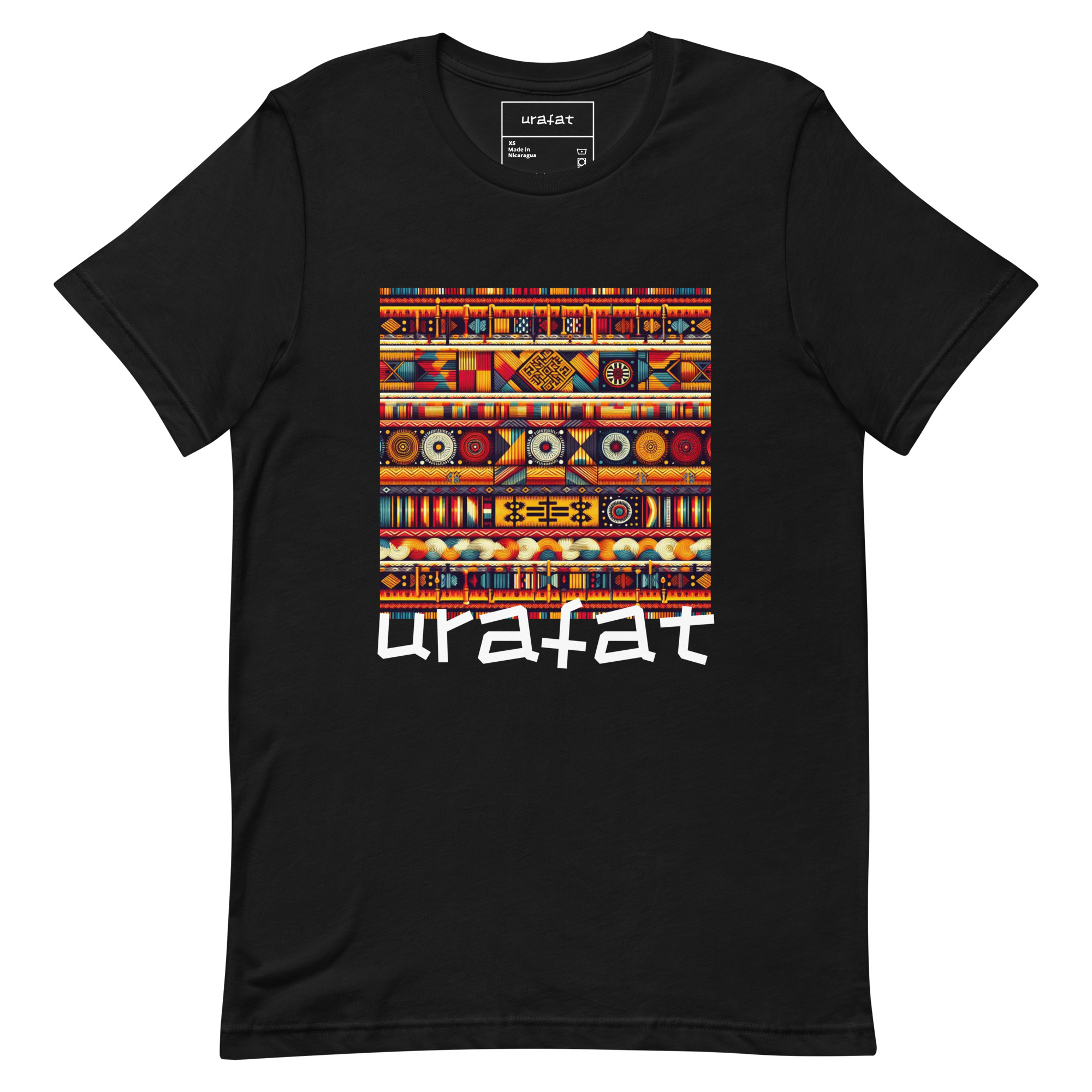 urafat kente Unisex black t-shirt