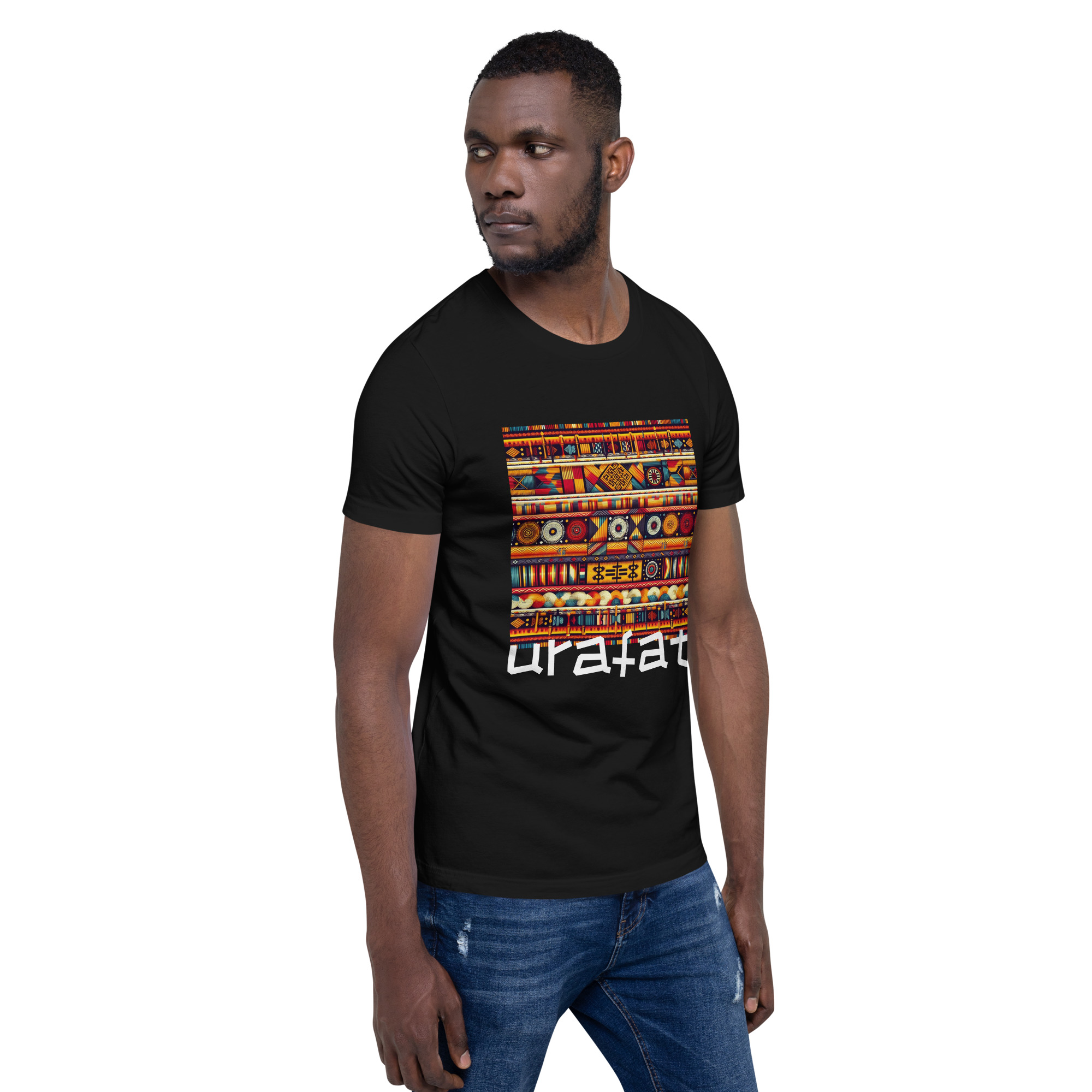 urafat kente Unisex black t-shirt